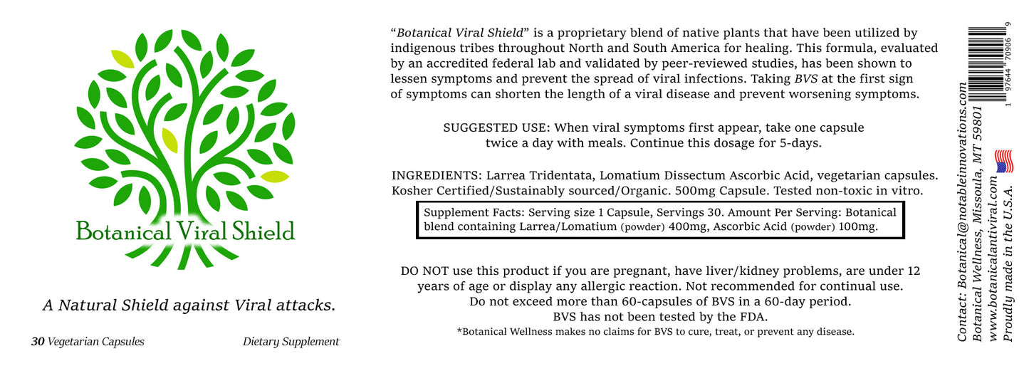 Botanical Viral Shield - Plant Based Antiviral Support - 30 Capsules